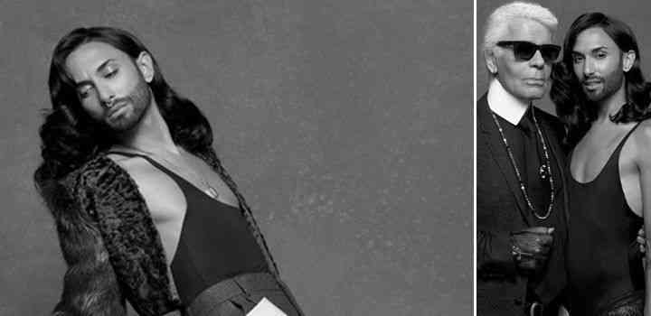 Conchita Wurst a pozat pentru Karl Lagerfeld de la Chanel