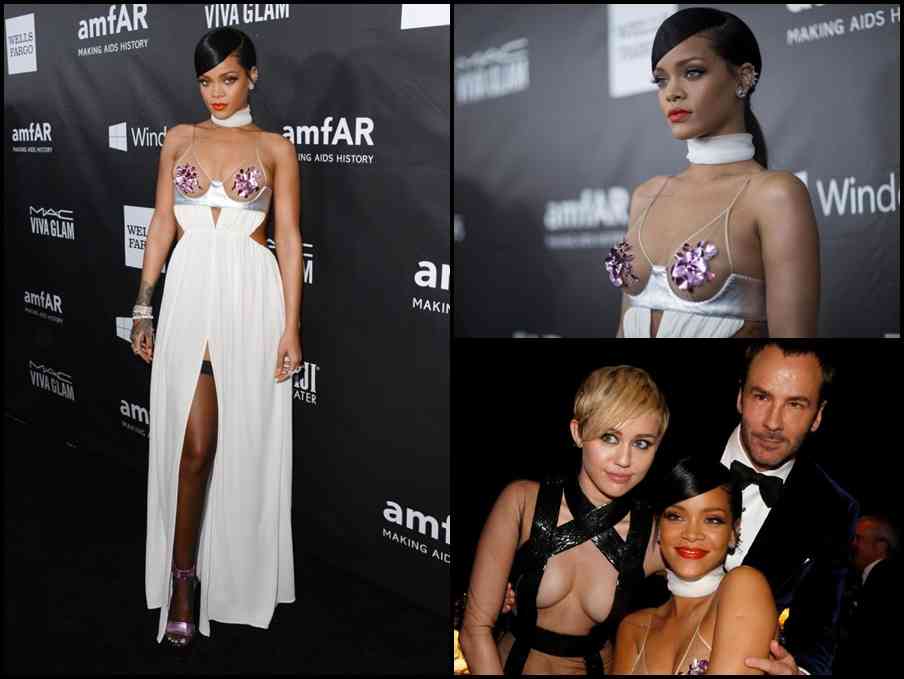 Rihanna a strălucit într-o rochie Tom Ford