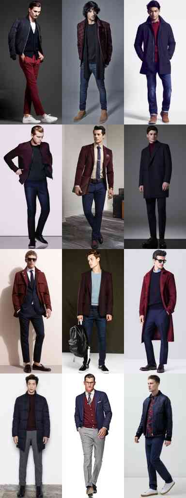 bleumarin și burgundy