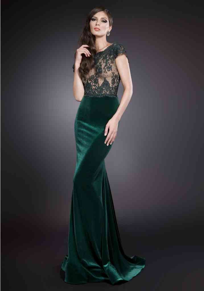 rochie din catifea verde