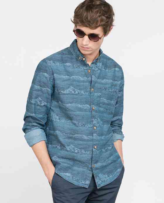 camasa denim imprimeu zara