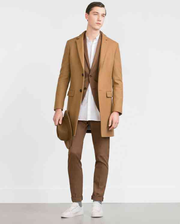 palton barbati camel zara