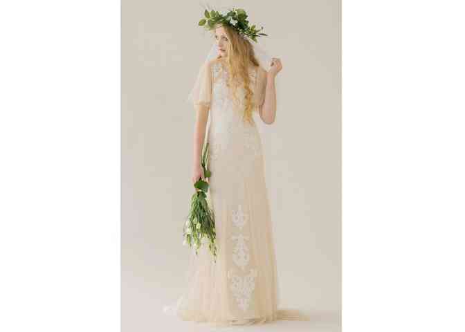 rochie mireasa hippie bej
