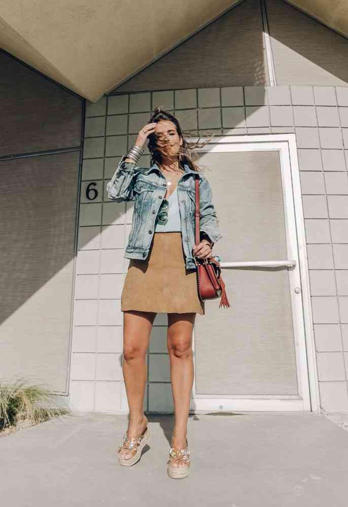 fusta scurta+ jacheta blugi