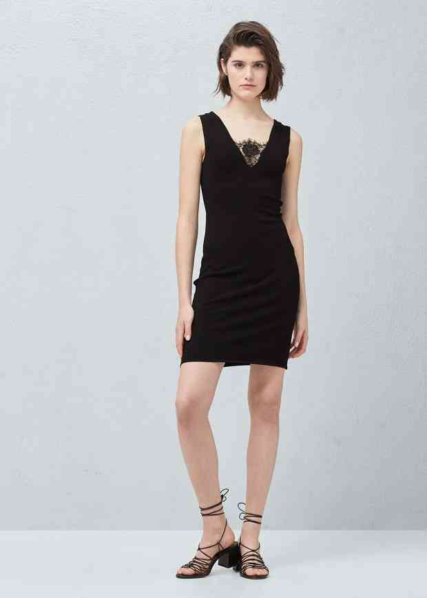 rochie neagra cambrata mango